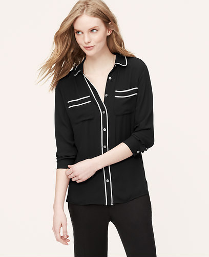 LOFT Tipped Utility Blouse