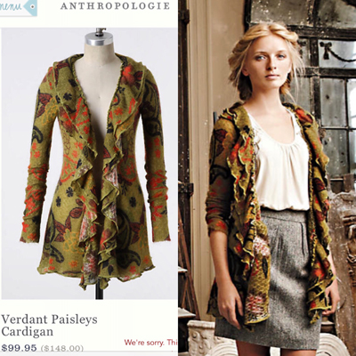 Guinevere Verdant Paisleys cardigan ($10)