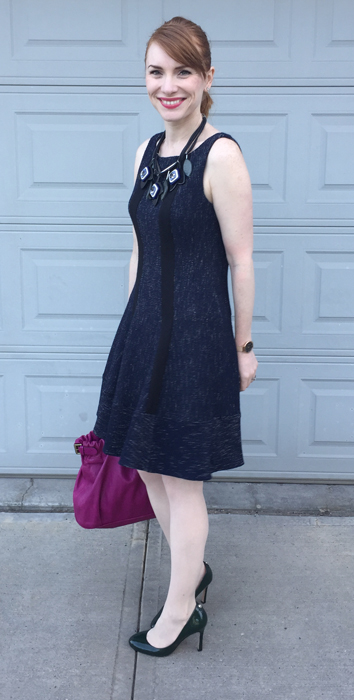 Navy dress outlet and black tights