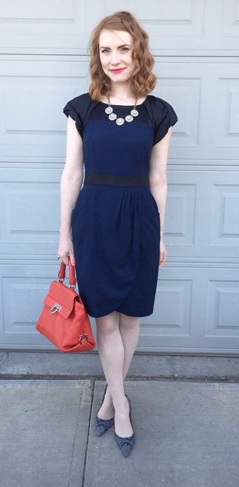 navy dress with navy shoes