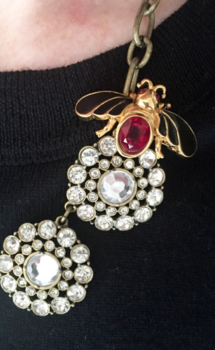 J. Crew Factory necklace & vintage D'Orlan brooch