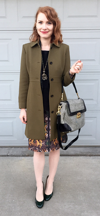 Coat, J. Crew (thrifted); bag, Rebecca Minkoff (swap)