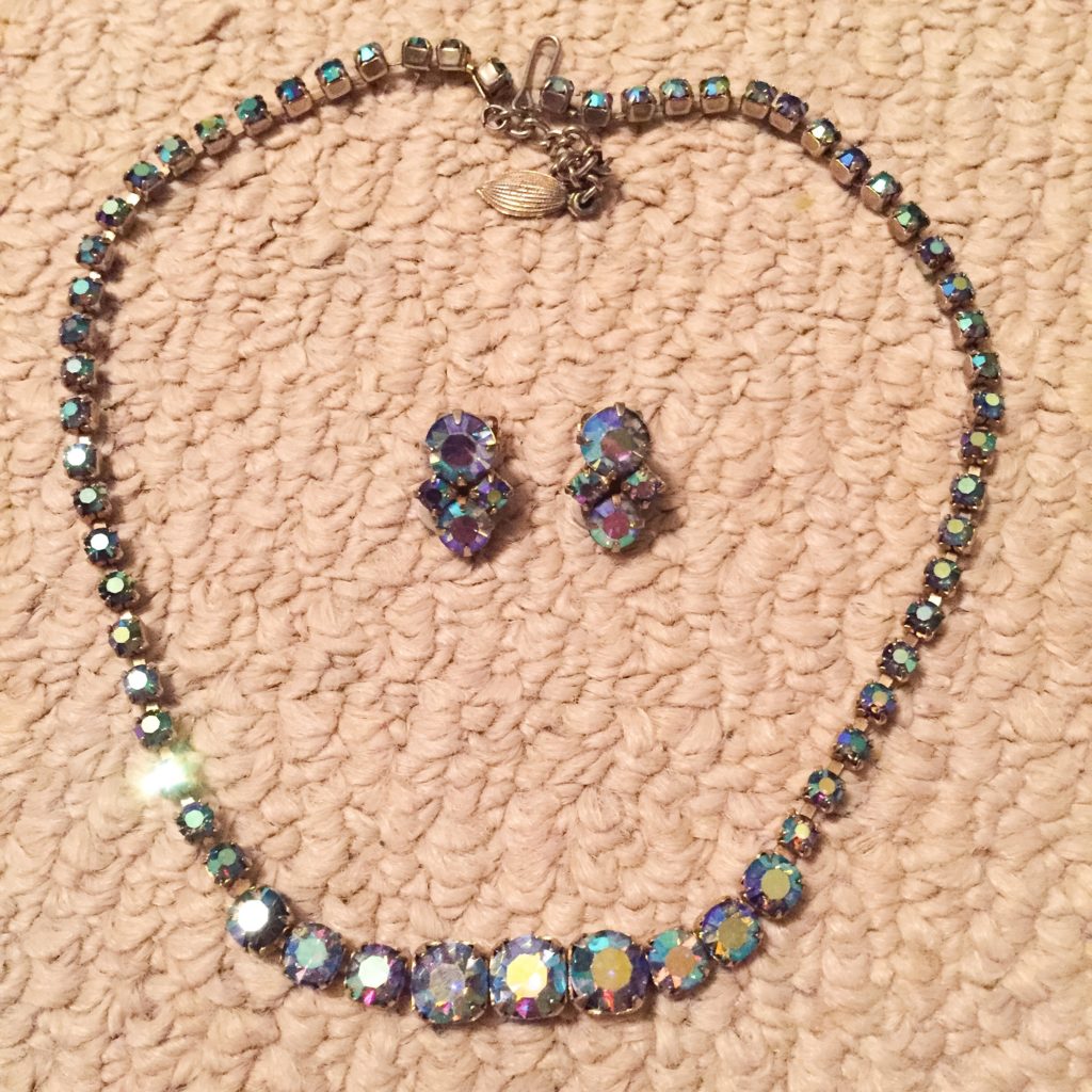 vintage aurora borealis rhinestone set