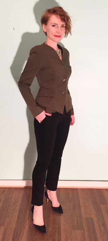 Blazer, Philosophy (thrifted); pants, DVF (thrifted); shoes, Sam Edelman (thrifted)