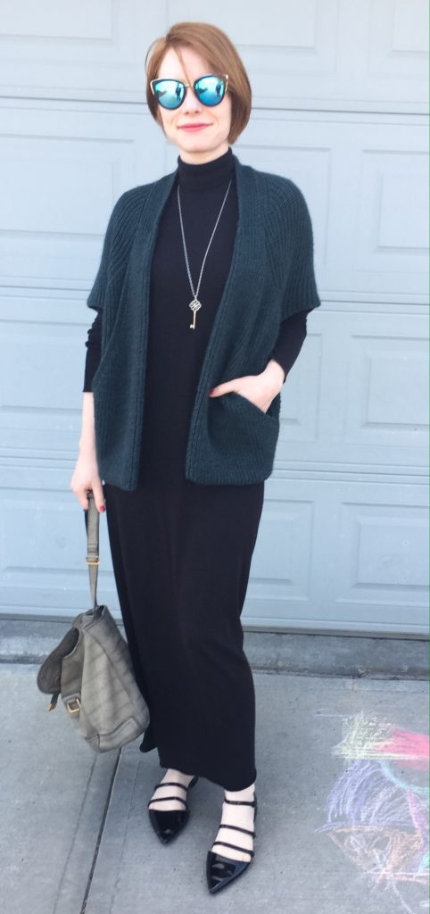 Dress, Rick Owens (thrifted); sweater, Elsamanda (thrifted); shoes, Zara; bag, YSL (thrifted); necklace, Tiffany