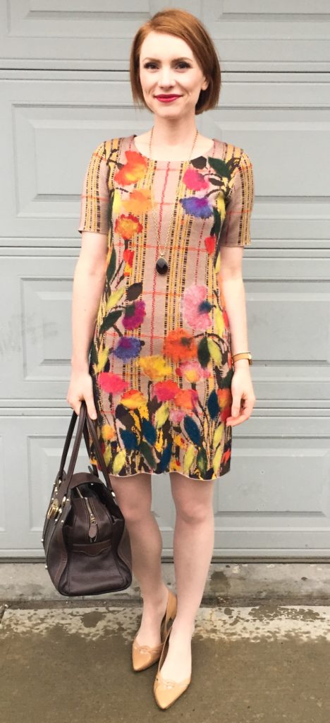 Dress, Troubadour (via FB); necklace, Stella & Dot (thrifted); shoes, Stuart Weitzman; bag, Mulberry (via eBay)