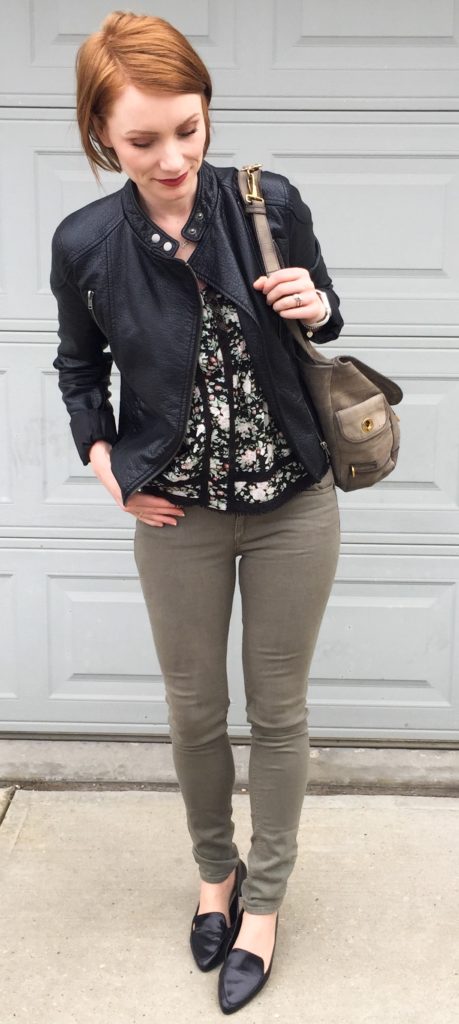 Top, Maeve (thrifted); jacket, Joe Fresh (thrifted); pants, Rag & Bone (thrifted); shoes, Jones NY; bag, YSL (via eBay)