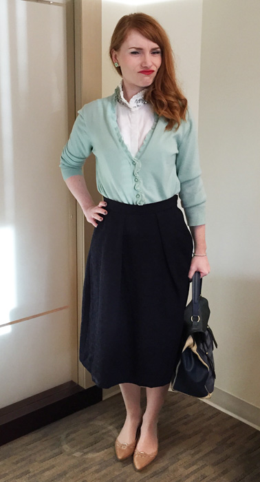 Retro At The Office – Blue Collar Red Lipstick